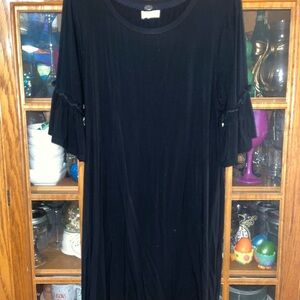 Cupio Black Midi Dress with Ruffle Sleeves